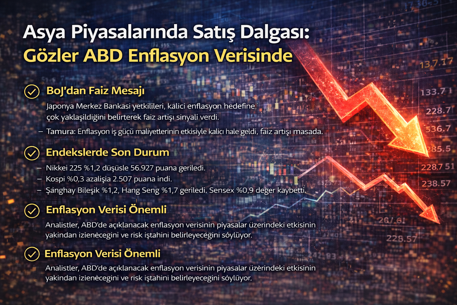 Asya Piyasalarında Satış Dalgası: Gözler ABD Enflasyon Verisinde